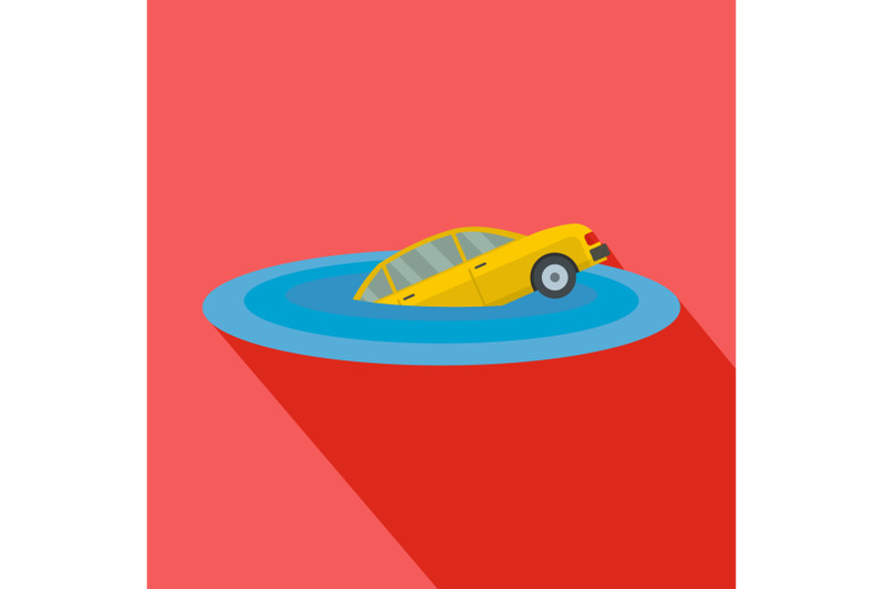 sinking-car-icon-flat-style