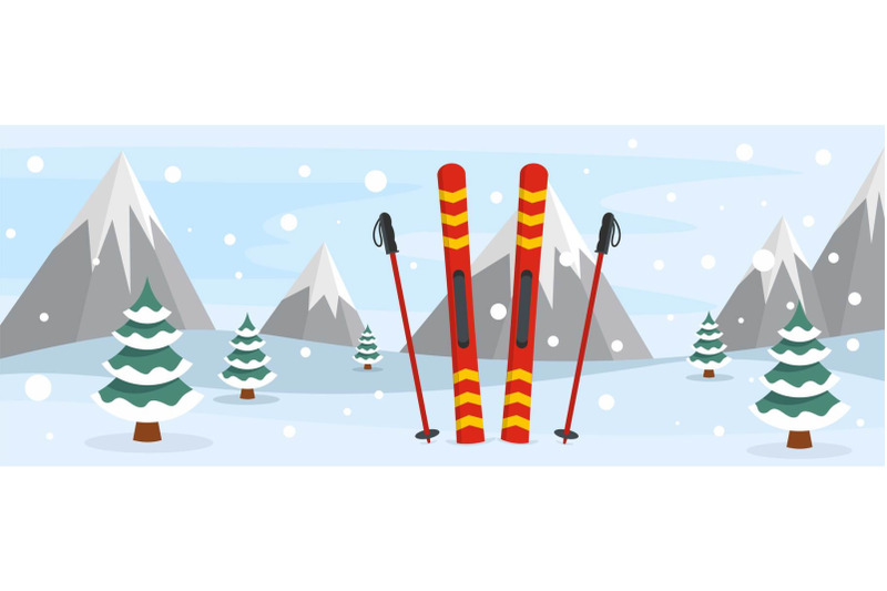 skiing-banner-flat-style