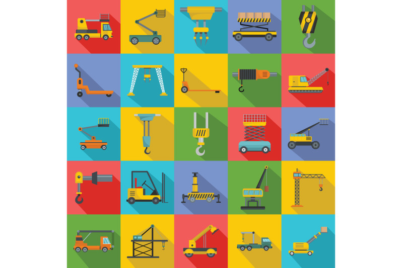 lifting-machine-icons-set-flat-style