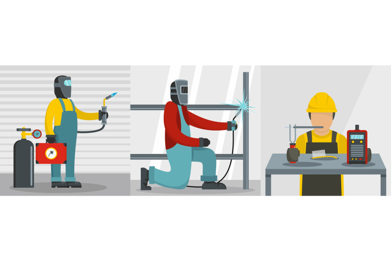 welder-worker-banner-concept-set-flat-style