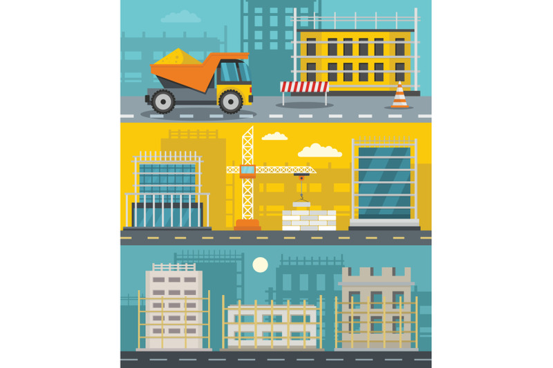 scaffolding-bild-banner-concept-set-flat-style