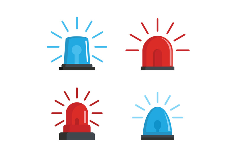 flasher-siren-red-and-blue-icons-set-flat-style