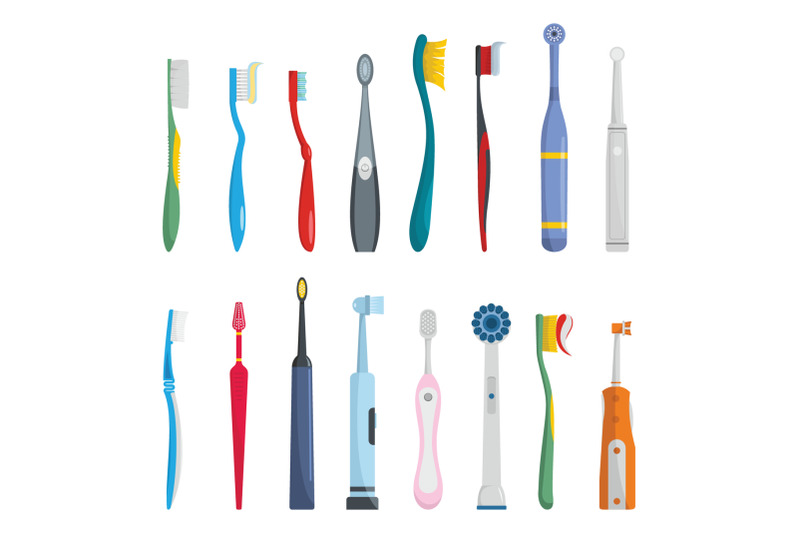 toothbrush-dental-icons-set-flat-style