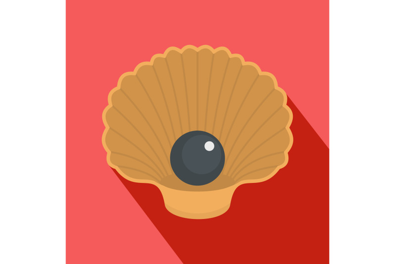 shell-with-pearl-icon-flat-style