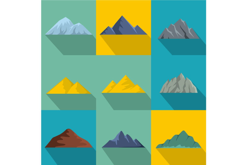 highest-peak-icons-set-flat-style