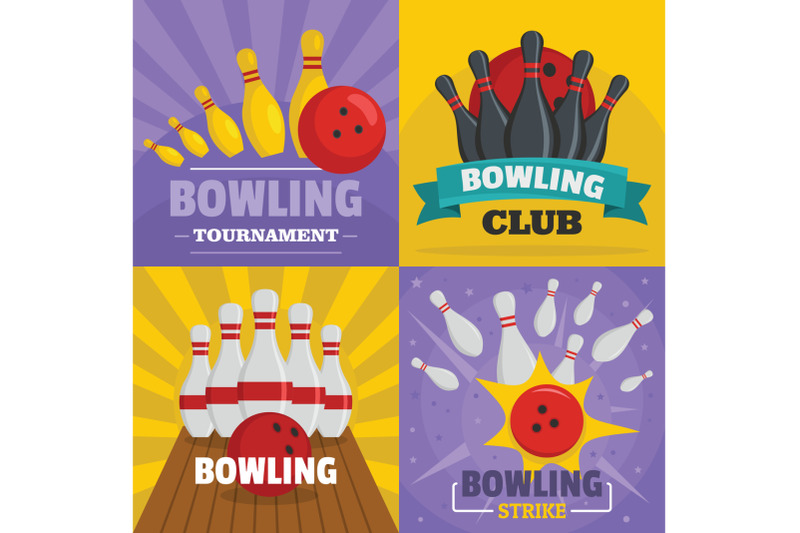 bowling-kegling-banner-concept-set-flat-style