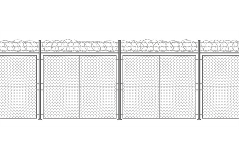 metallic-barbed-wire-fence-secured-razor-wire-barrier-steel-pillars