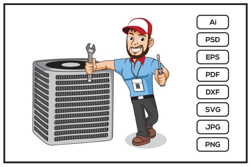 hvac-service-cartoon-character-design-illustration