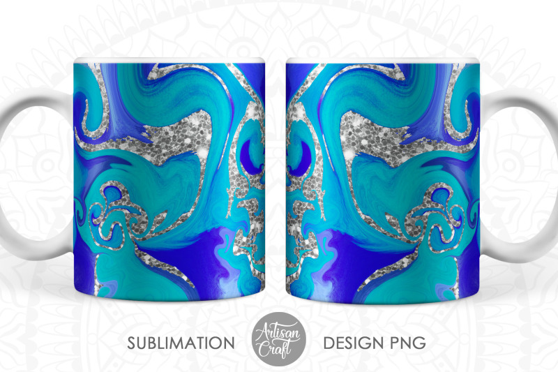 sublimation-mug-design-with-fluid-art-and-silver-glitter