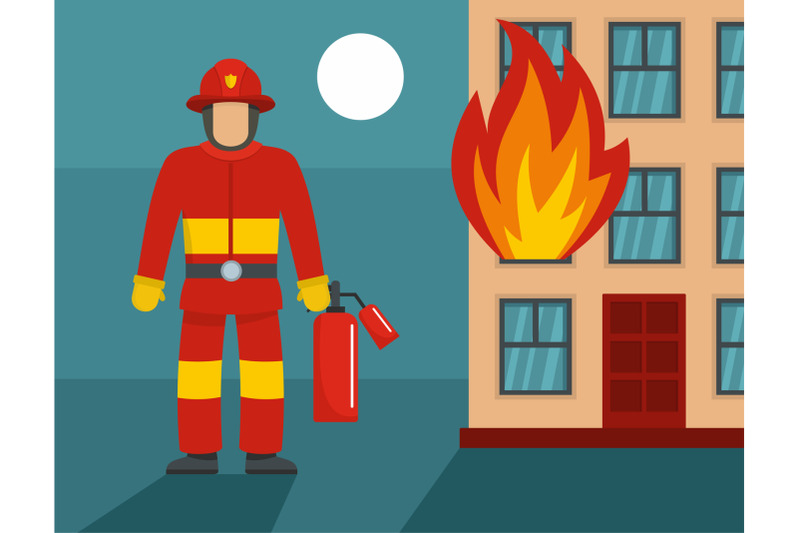 standing-firefighter-concept-flat-style