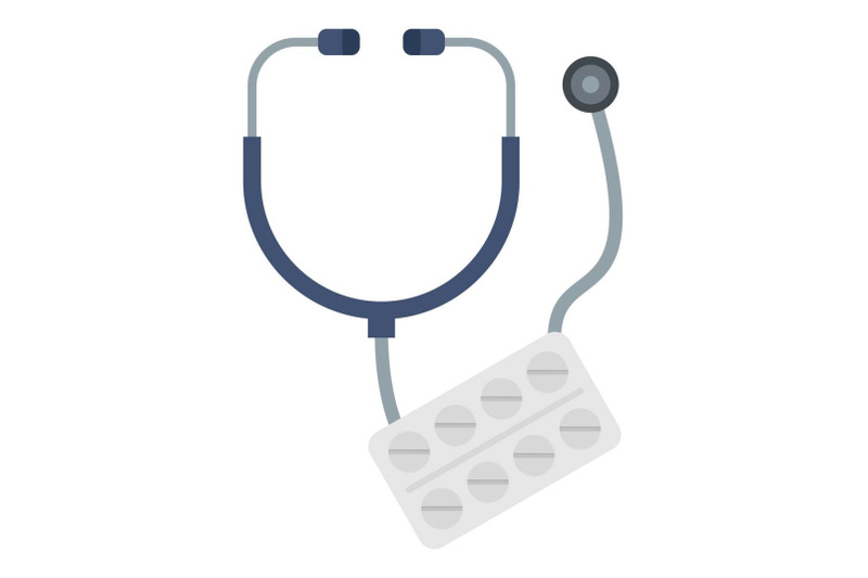 stethoscope-and-pill-icon-flat-style