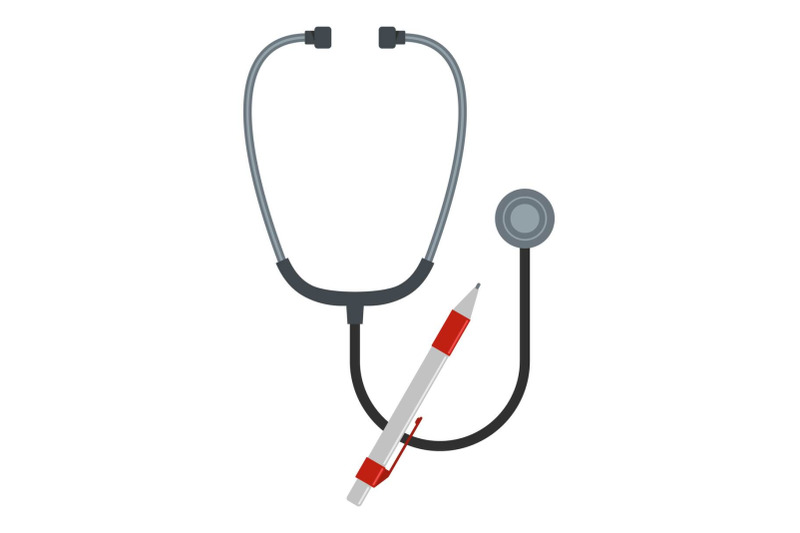 stethoscope-and-pen-icon-flat-style