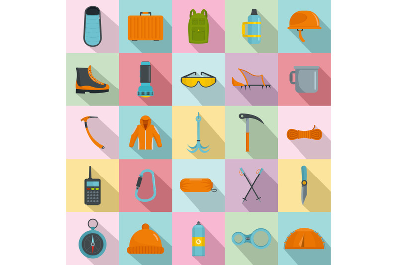 mountaineering-equipment-icons-set-flat-style