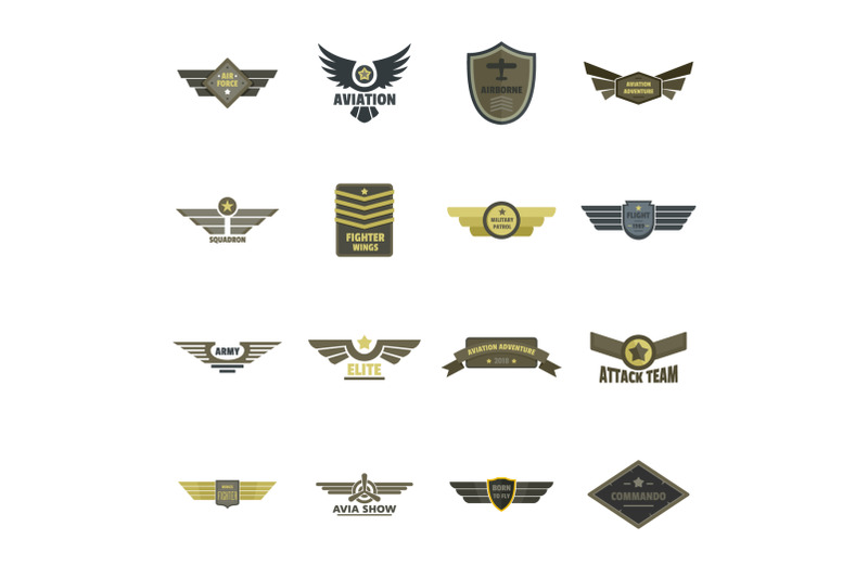 airforce-navy-military-logo-icons-set-flat-style