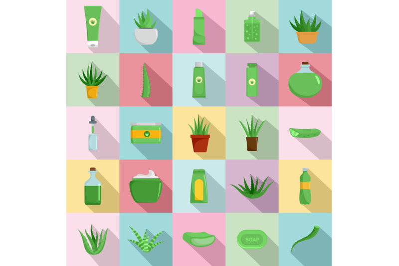 aloe-vera-plant-logo-icons-set-flat-style