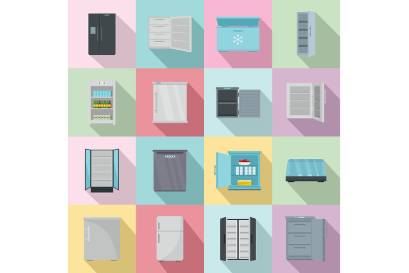 freezer-fridge-frozen-ice-icons-set-flat-style