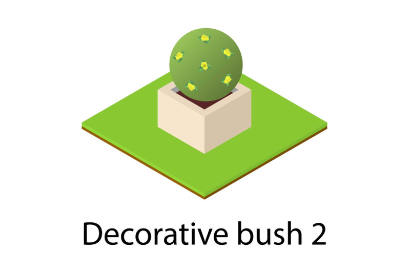 round-bush-icon-isometric-style