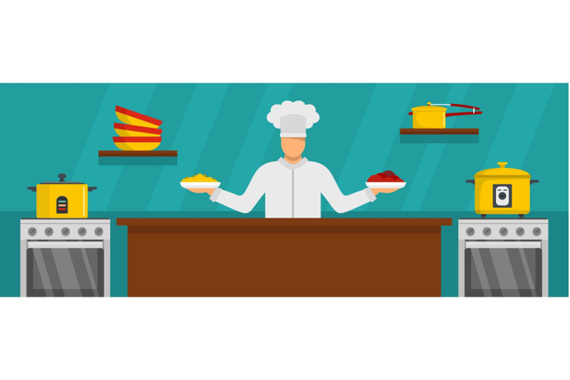 chef-master-cooking-banner-horizontal-flat-style