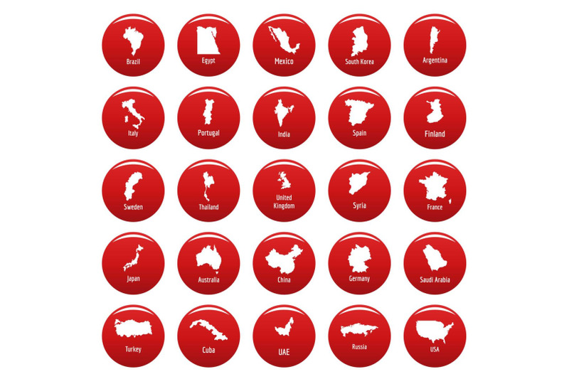 country-map-icon-set-vetor-red