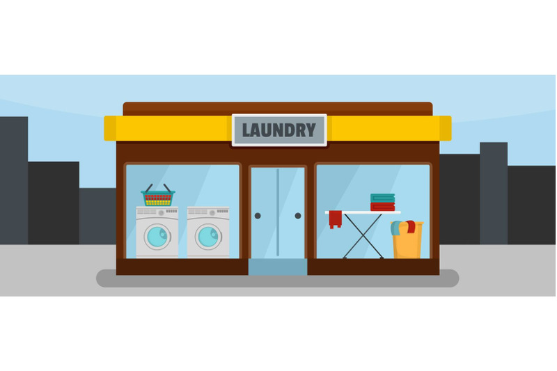 laundry-building-banner-horizontal-flat-style