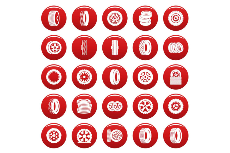 tire-icons-set-vetor-red