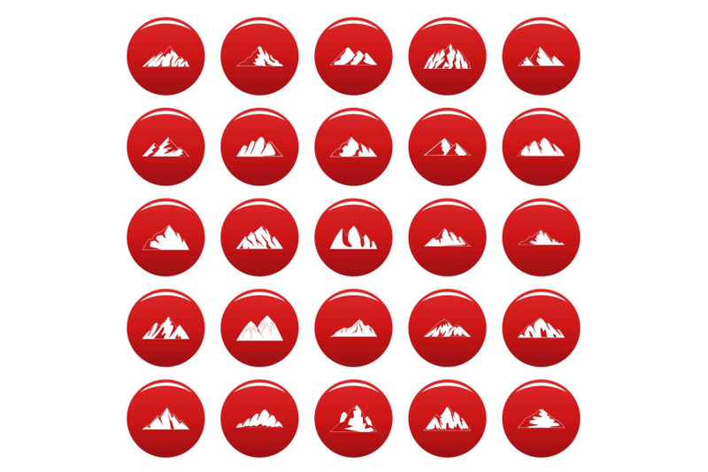 mountain-icons-set-vetor-red