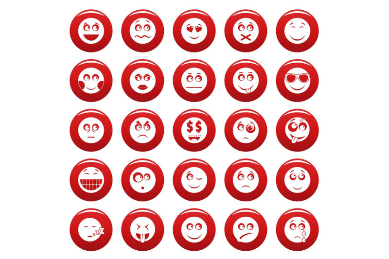 smile-icon-set-vetor-red