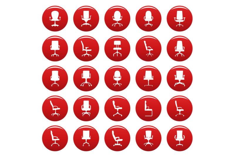 office-chair-icons-set-vetor-red