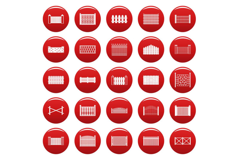 fence-icons-set-vetor-red