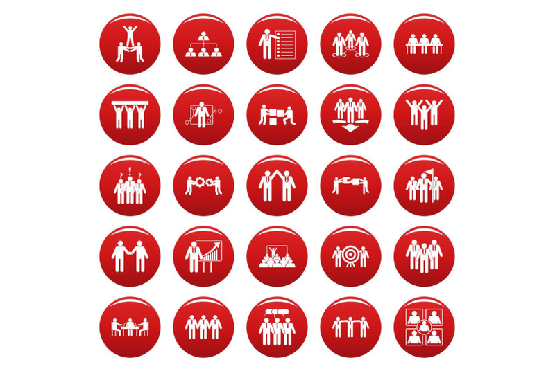 team-building-training-icons-set-vetor-red