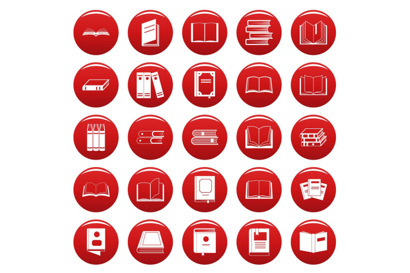 book-icons-set-vetor-red