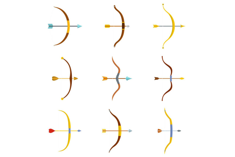 bow-arrow-weapon-icons-set-vector-isolated