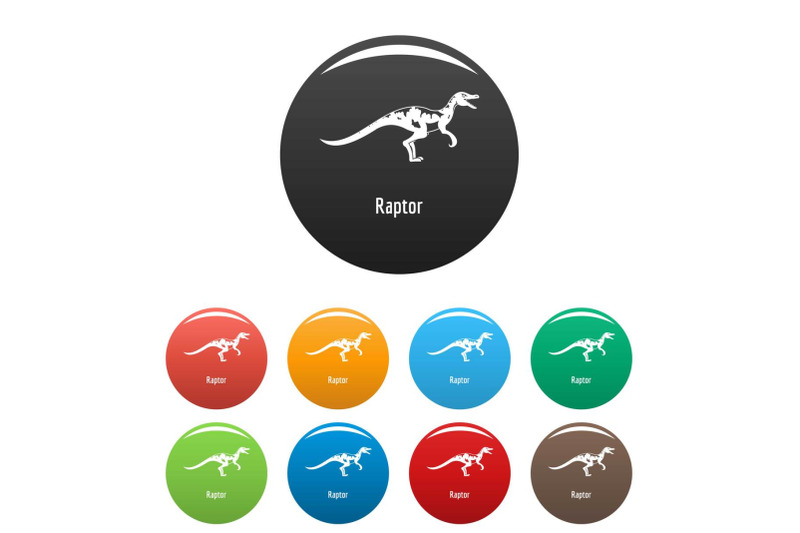 raptor-icons-set-color-vector