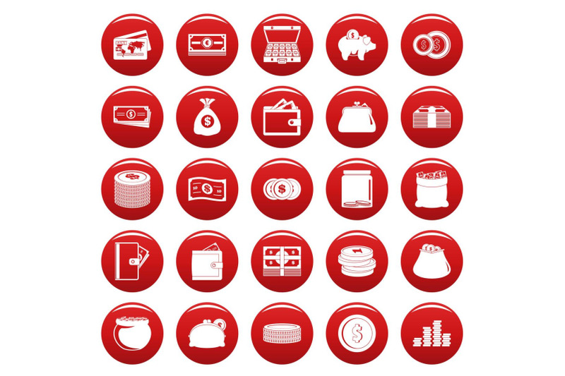 money-icons-set-vetor-red