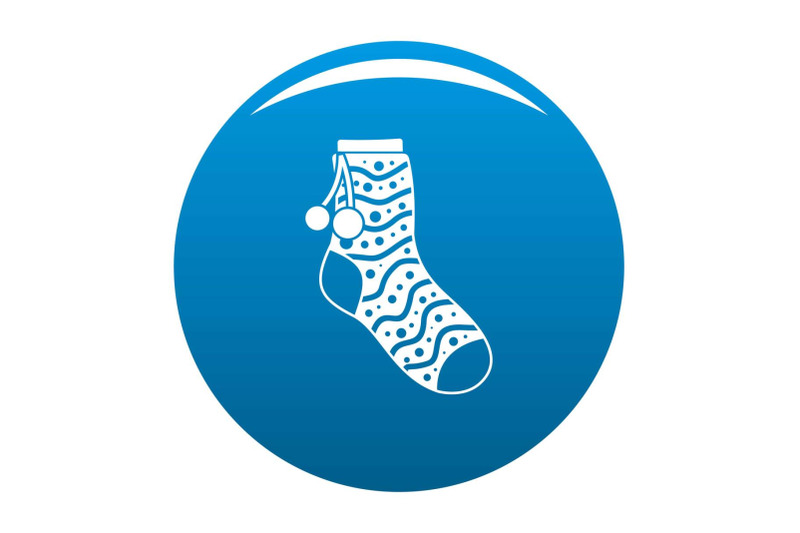 sock-with-pompon-icon-vector-blue