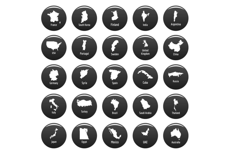 country-map-icon-set-vetor-black