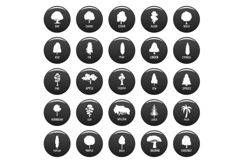 tree-icons-set-vetor-black