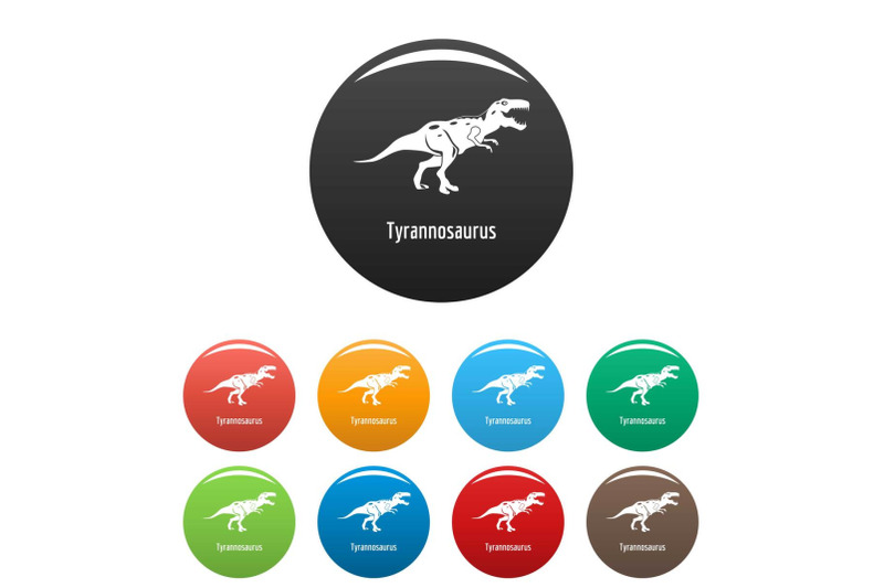 tyrannosaurus-icons-set-color-vector