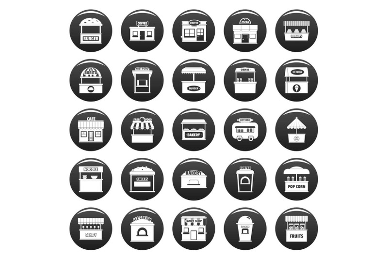 street-food-kiosk-icons-set-vetor-black