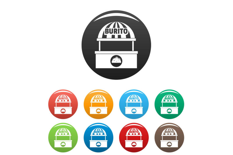 burito-selling-icons-set-color-vector
