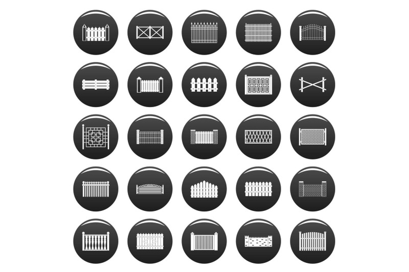 fence-icons-set-vetor-black