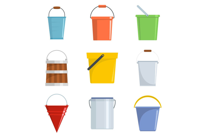 bucket-types-container-icons-set-vector-isolated