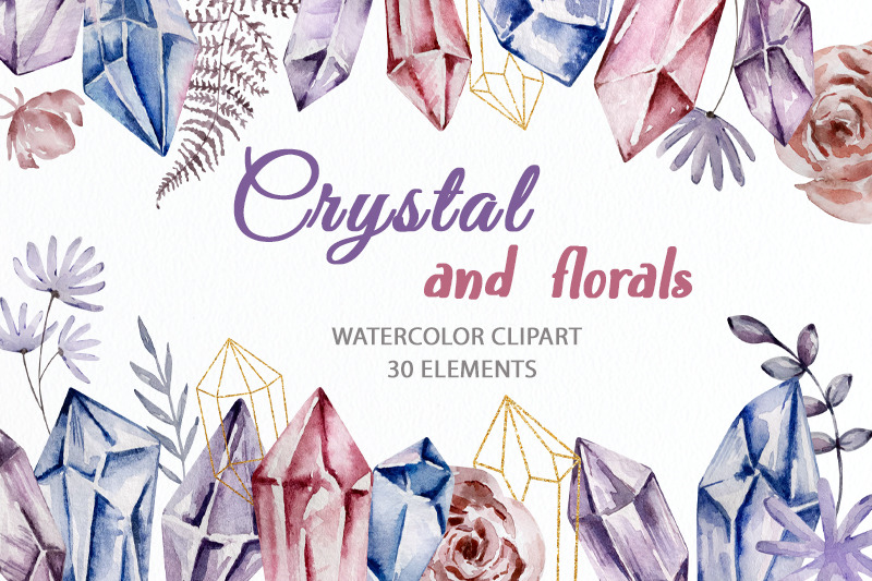 watercolor-crystal-clipart-boho-jewels-clipart-diamond