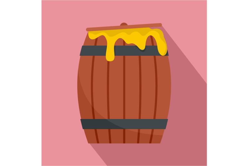 wood-honey-barrel-icon-flat-style