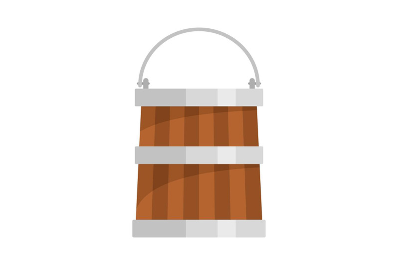 wooden-bucket-icon-flat-style