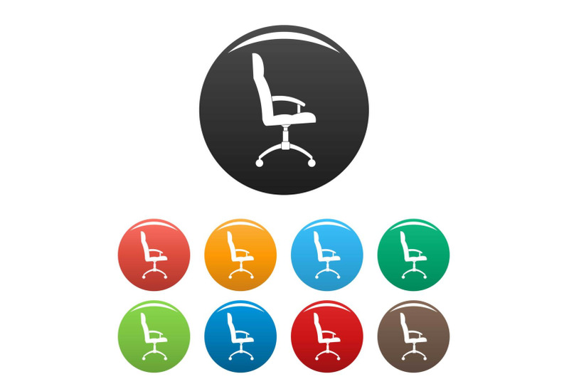office-armchair-icons-set-color-vector
