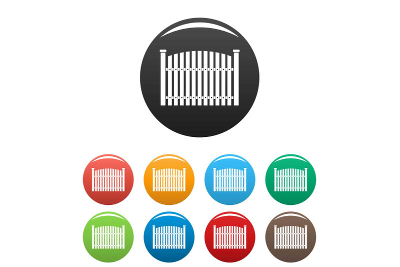 wooden-fence-icons-set-color-vector