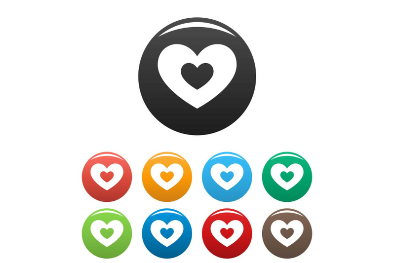 double-heart-icons-set-color-vector