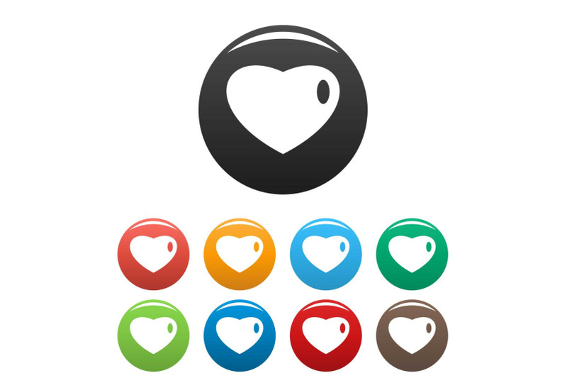 three-dimensional-heart-icons-set-color-vector