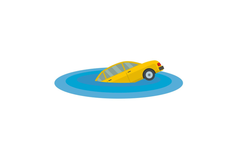 sinking-car-icon-flat-style